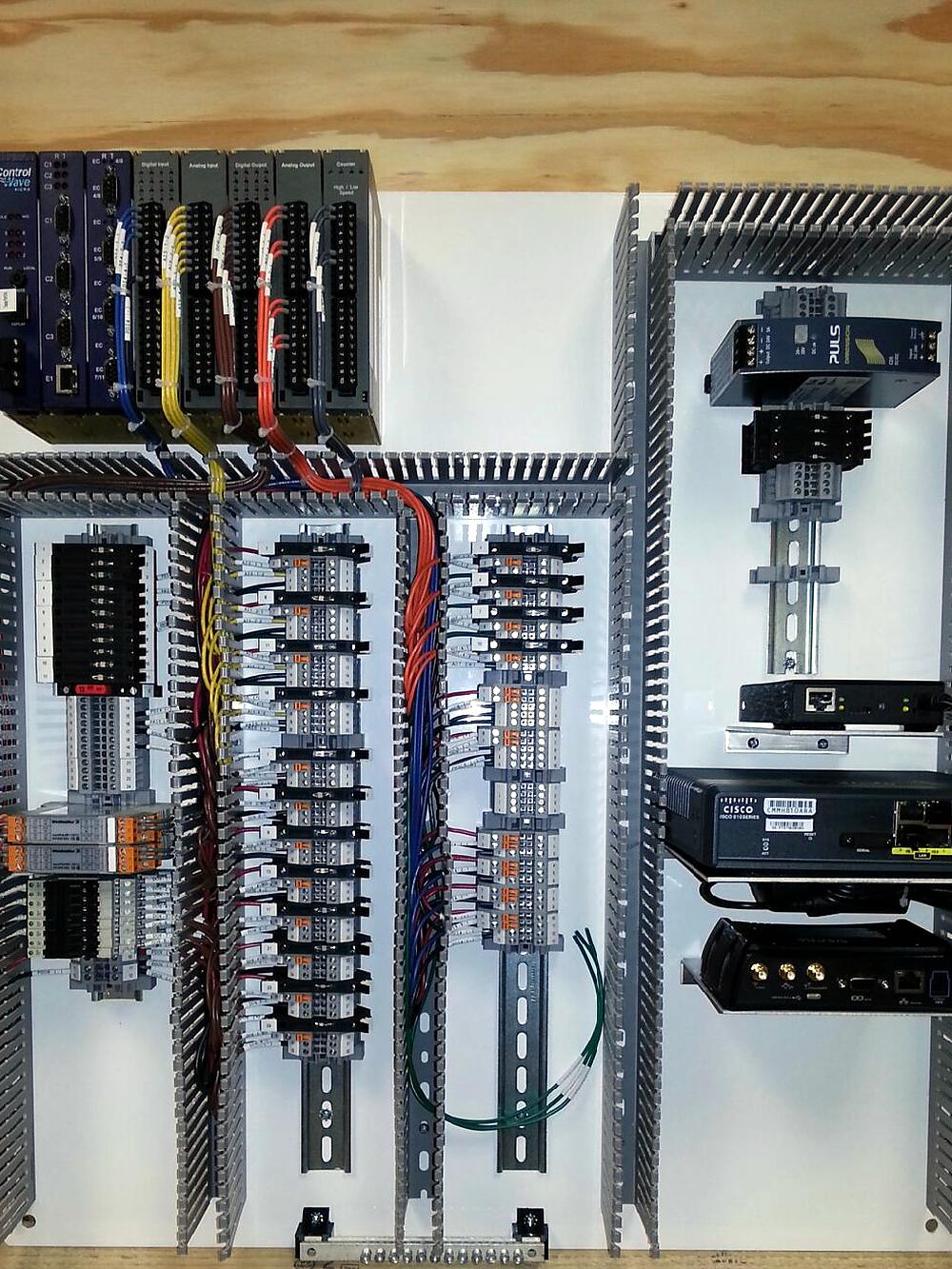 RTU and telecom backplane with controller, marshalling terminals, router and switch