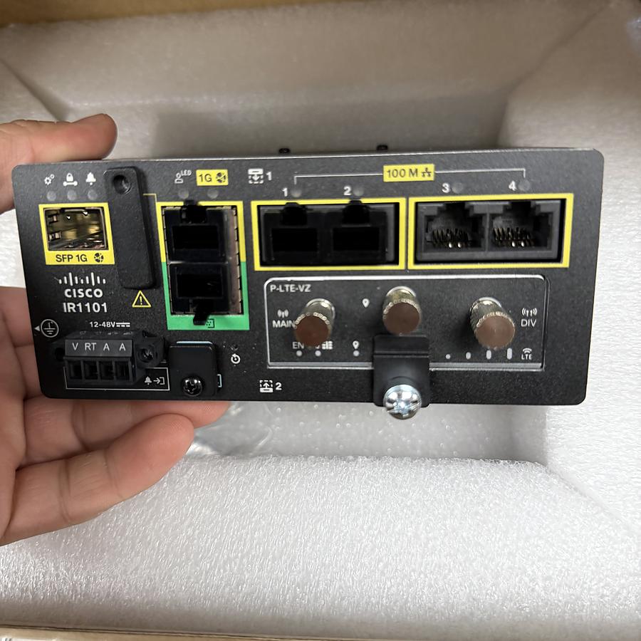 Industrial cellular router being unboxed for staging
